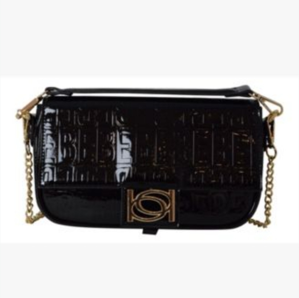 bebe Alexandra Patent Small Shoulder Bag Black NWT